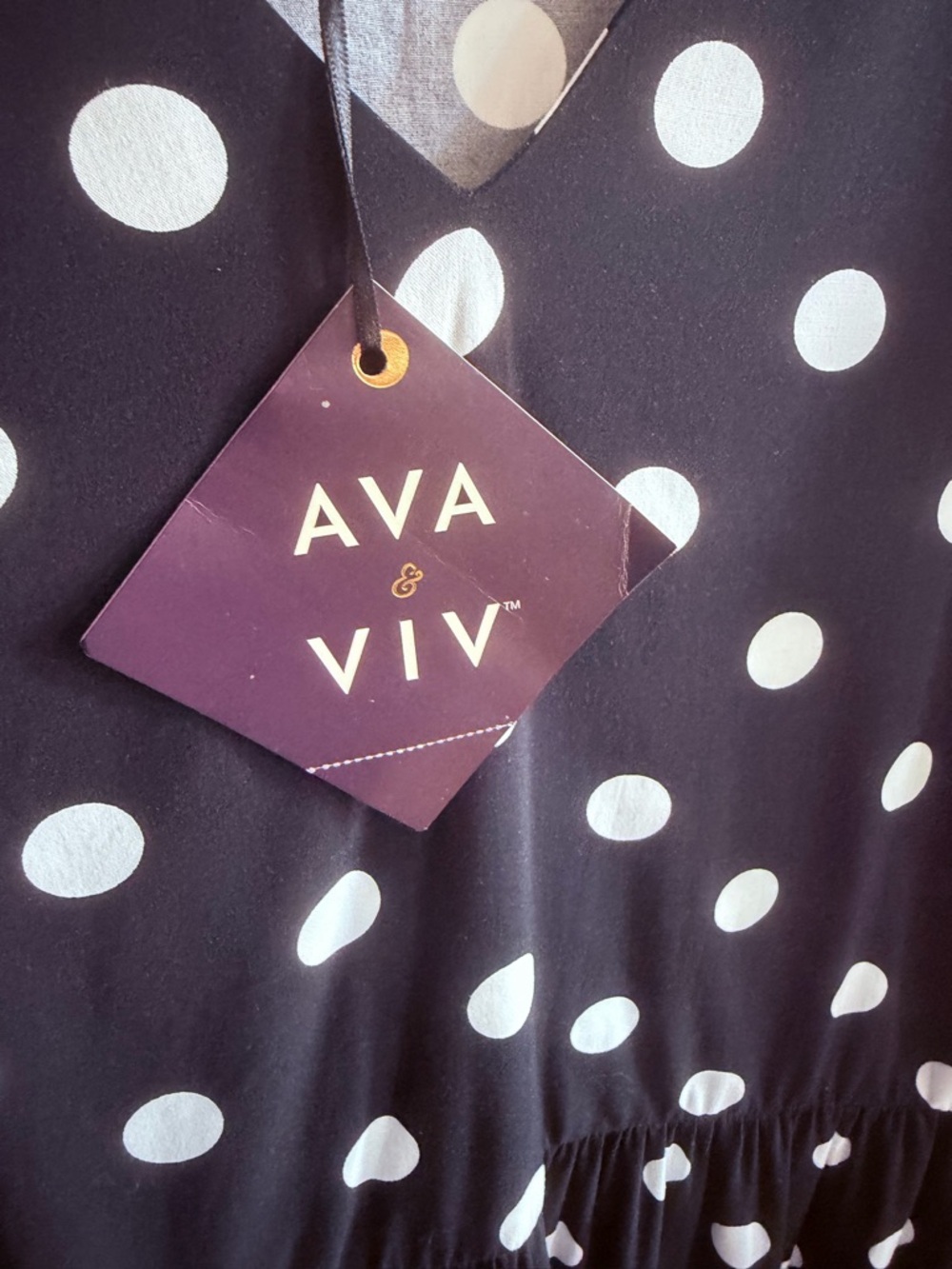 Ava & Viv Black and White Polka Dot Midi Dress - Picture 4 of 10